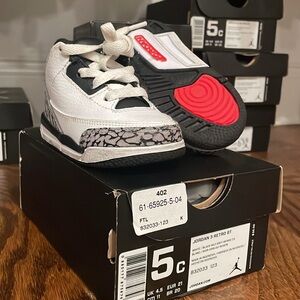 Jordan 3 Retro BT Kids Shoes - White, Black, Red